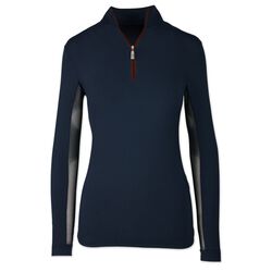Tailored Sportsman Women's Long Sleeve IceFil Zip Top Shirt - Navy/Cranberry