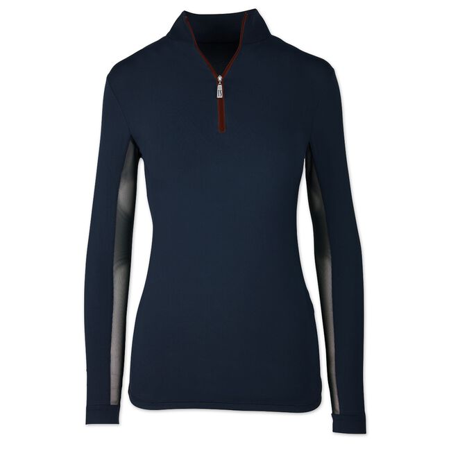 Tailored Sportsman Women's Long Sleeve IceFil Zip Top Shirt - Navy/Cranberry image number null