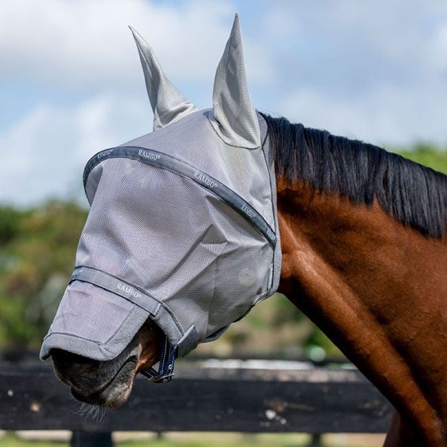 Horseware Rambo Fly Mask - Silver/Titanium Grey/Silver image number null