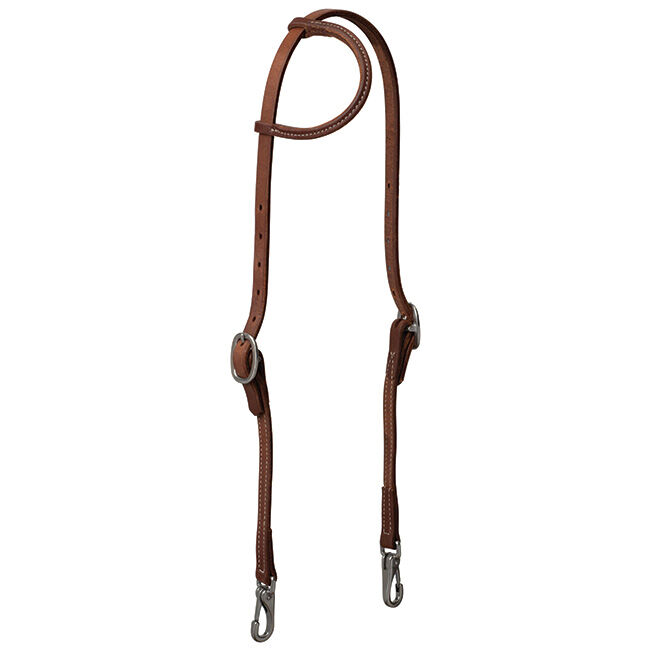 Weaver Equine 5/8" Trainer Sliding Ear Headstall in Oiled Hermann Oak Leather image number null