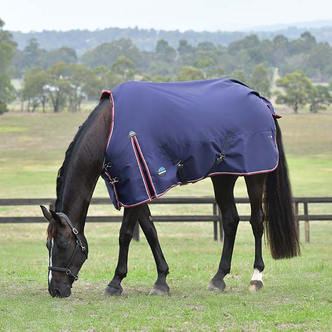 WeatherBeeta ComFiTec Essential Turnout with Standard Neck (100g Fill) - Navy/Burgundy image number null