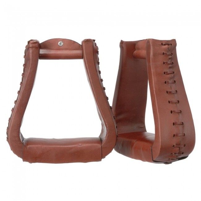 Tough-1 Royal King Oversized Western Stirrups - Light Chestnut image number null