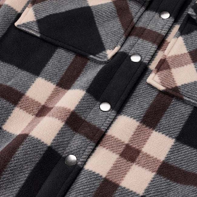Kerrits Women's Alpine Fleece Snap Front Barn Shirt - Black/Mocha Plaid image number null