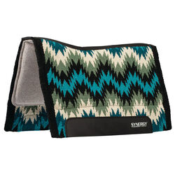 Weaver Equine Synergy Contoured Performance Saddle Pad with Wool Blend Felt Liner - Stampede Green/Cream