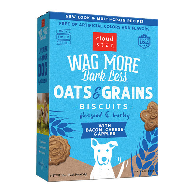 Cloud Star Wag More Bark Less Oats & Grains Biscuits with Bacon, Cheese & Apples - 16 oz image number null