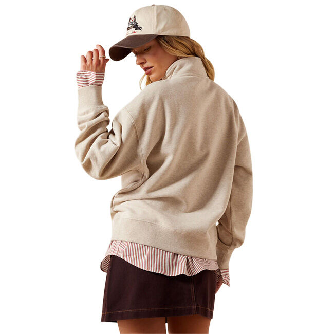 Ariat Women's Running Wild 1/2 Zip Sweatshirt - Oatmeal Heather image number null