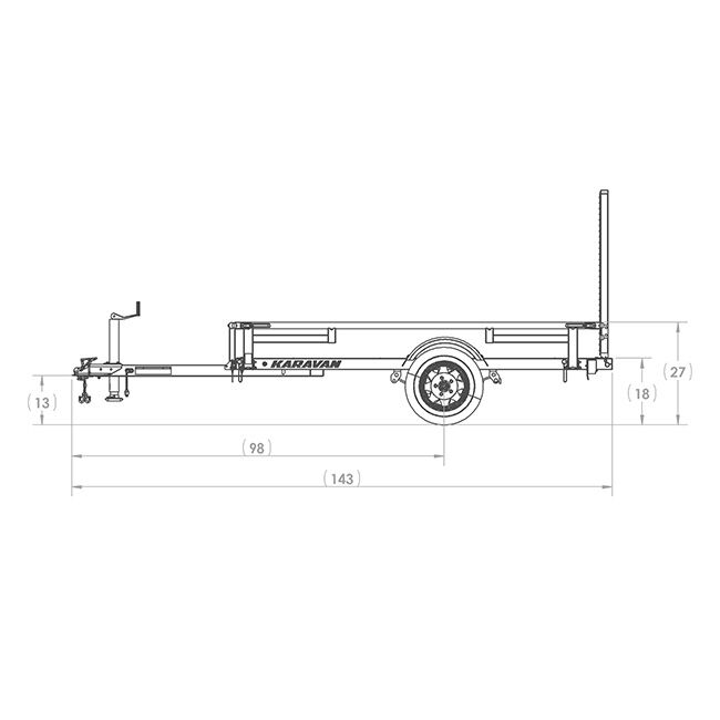 Karavan 5' x 8' Steel Utility Trailer with Slide Rail image number null