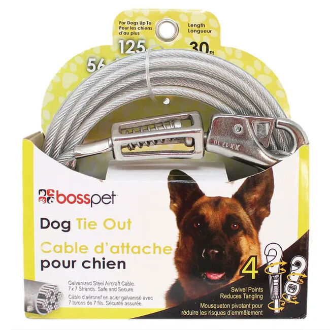 Boss Pet Vinyl-Coated Cable Dog Tie-Out - Silver image number null