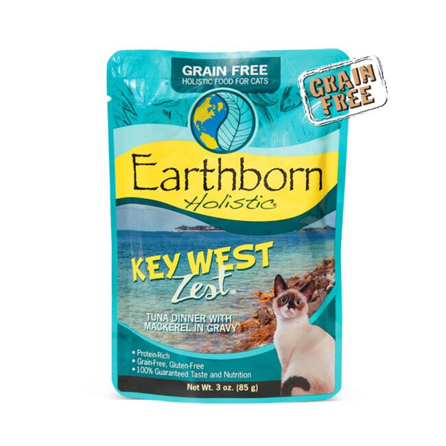 Earthborn Holistic Keywest Zest 3oz Tuna Dinner with Mackerel Pouch Wet Cat Food image number null