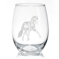 Classy Equine Stemless Wine Glass - Dressage Horse Half Pass