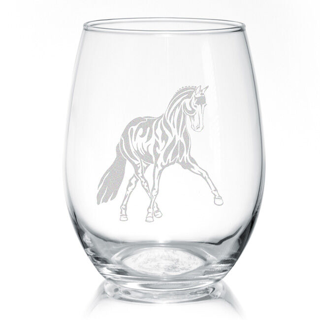 Classy Equine Stemless Wine Glass - Dressage Horse Half Pass image number null