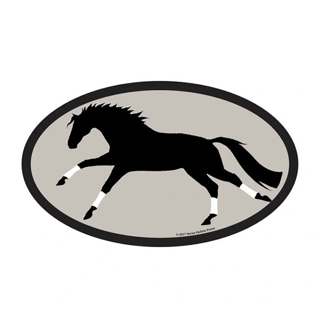 Horse Hollow Press Oval Bumper Sticker - "Galloping Horse with Wraps" image number null