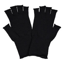 Ruskovilla 100% Merino Wool Knitted Fingerless Gloves - Black