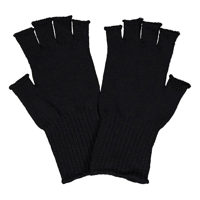 Ruskovilla 100% Merino Wool Knitted Fingerless Gloves - Black image number null