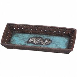 JT International Horse Head and Blue Leather Tray