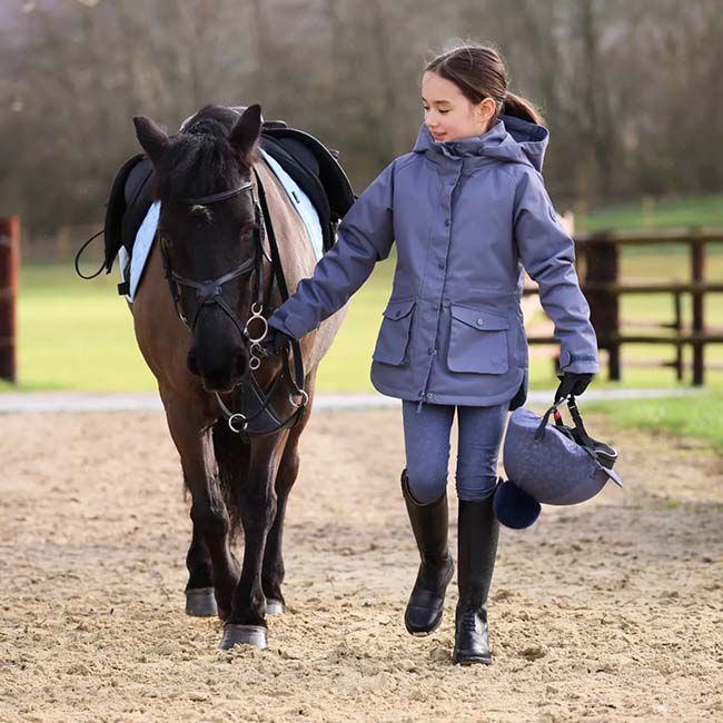 Shires Aubrion Kids' Shield Winter Riding Tights - Blue image number null