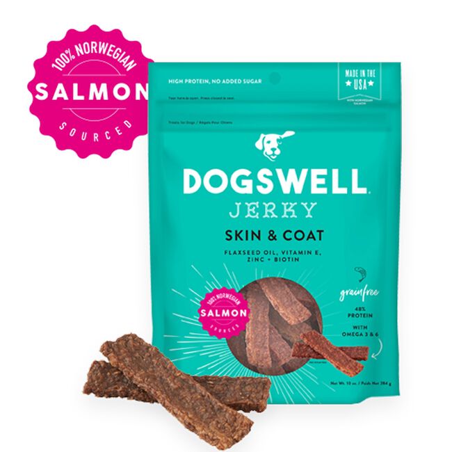 Dogswell Skin & Coat Salmon Jerky Dog Treats image number null