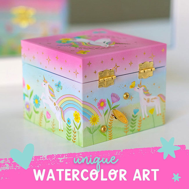 Giggle & Honey Musical Jewelry Box - Floral Unicorn image number null