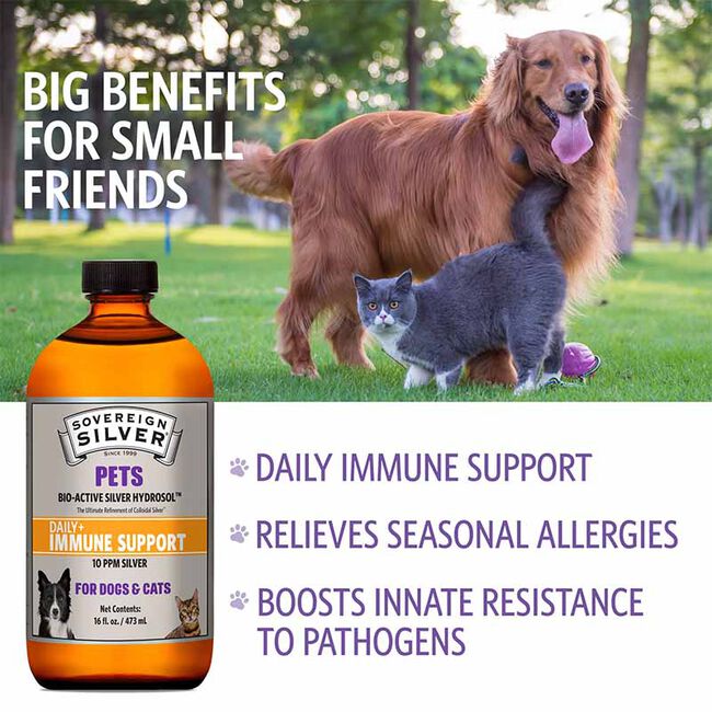 Sovereign Silver Pets Bio-Active Silver Hydrosol - Daily+ Immune Support for Dogs & Cats image number null