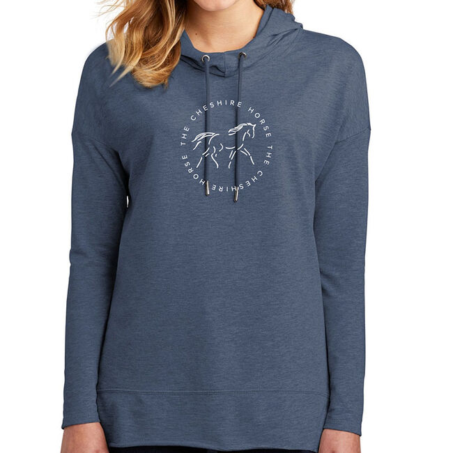 The Cheshire Horse Women's Hoodie Shirt - Washed Indigo image number null