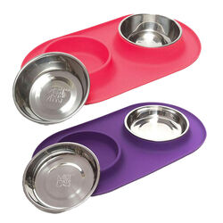 Messy Mutts Silicone Double Feeder Cat Bowls