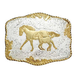 Crumrine Rectangle Rope Edge Mare & Colt Buckle