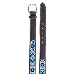 Equinavia Women's Estelle Hand-Beaded Belt - Dark Brown/Navy