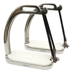 Coronet Peacock Stainless Steel Safety Stirrup Irons with Pads and Rubber Rings