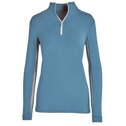 Tailored Sportsman Women's Long Sleeve IceFil Zip Top Shirt - Blue Heaven/Silver