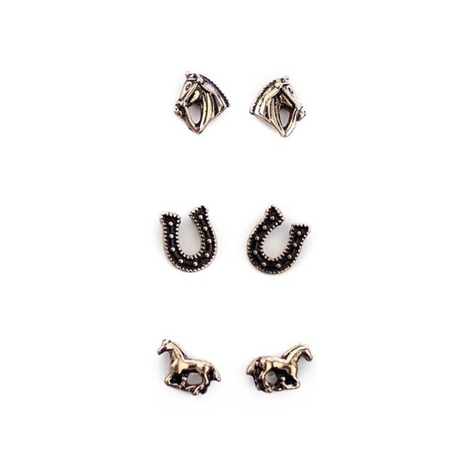 Wyo-Horse Set of Three Horse Earrings - Gold image number null