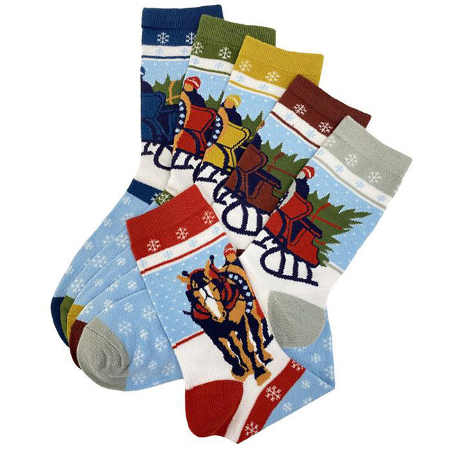 Kelley and Company Adult Crew Socks - Sleigh Ride - Assorted Colors image number null