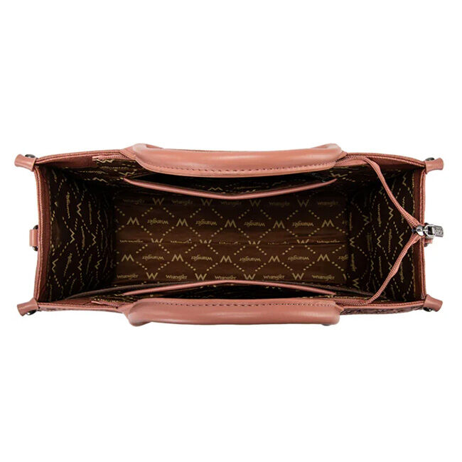 Wrangler Aztec Studded Denim Crossbody Tote Bag - Pink image number null