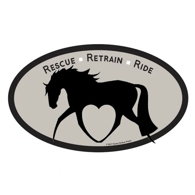 Horse Hollow Press "Rescue, Retrain, Ride" Oval Sticker image number null