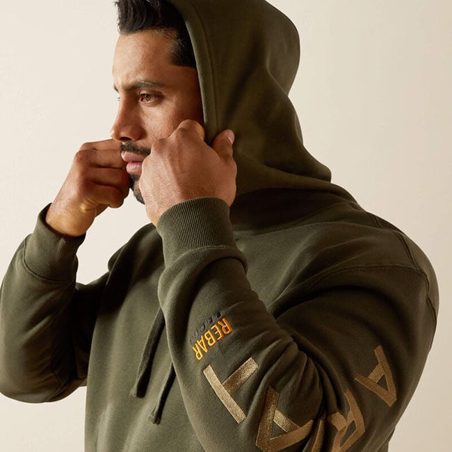 Ariat Men's Rebar Graphic Hoodie - Grape Leaf/Dried Herb image number null
