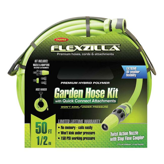 Flexzilla Premium Hybrid Polymer Garden Hose Kit with Quick Connect Attachments image number null