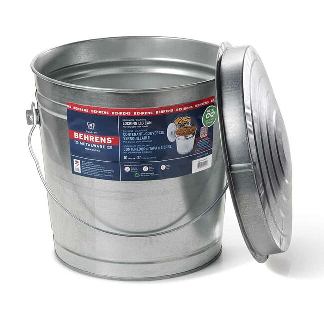 Behrens Galvanized Steel Can with Locking Lid - 10-Gallon Capacity image number null