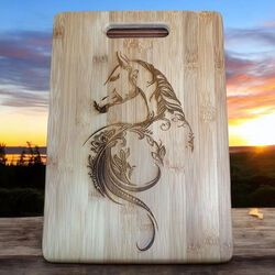 The Krafty Equestrian Cutting Board - Bamboo - Floral Horse