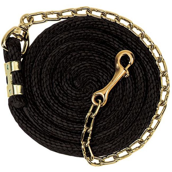 Weaver Poly Lead Rope With Brass Plated Chain Red image number null