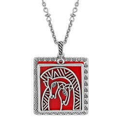 Laurel Burch Studios Necklace - Embracing Horses - Red