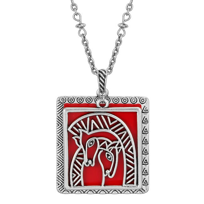 Laurel Burch Studios Necklace - Embracing Horses - Red image number null