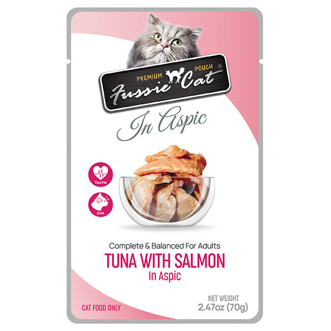 Fussie Cat Premium Pouch in Aspic - Tuna with Salmon in Aspic - 2.47 oz image number null