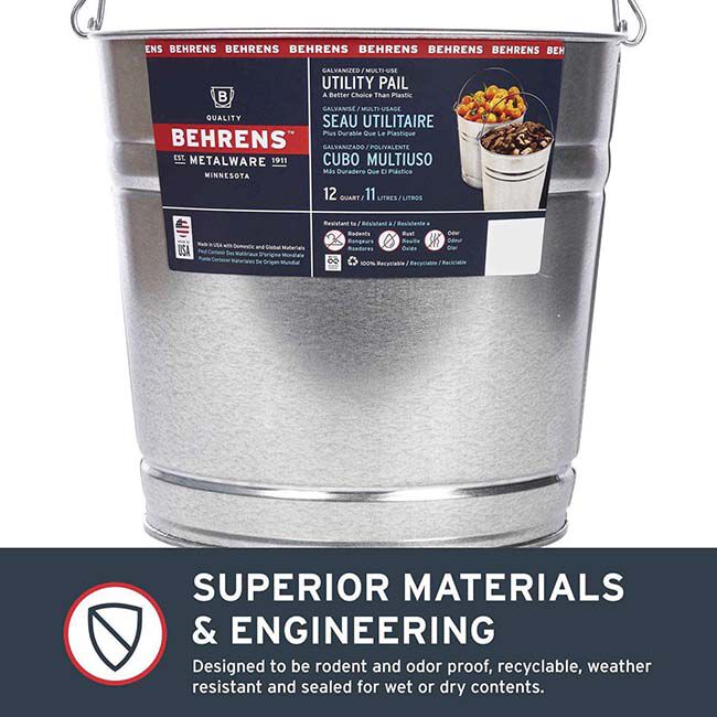 Behrens Galvanized Utility Pail - 12-Quart Capacity image number null
