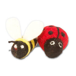 Dharma Dog Kharma Cat Wool Ladybug & Bee Cat Toy - 2-Pack