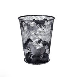 JT International Wire Mesh Wastebasket Horses