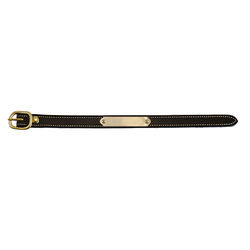 Horse Fare Plain Leather Bracelet with Brass Nameplate