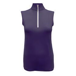 Tailored Sportsman Women's Sleeveless Icefil Zip Top Shirt - Purple Heart/White/Silver