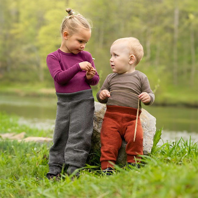 Engel Baby 100% Wool Fleece Pants - Rosewood Melange image number null