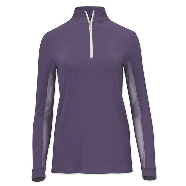 Tailored Sportsman Women's Long Sleeve IceFil Zip Top Shirt - Purple Heart/White/Silver image number null