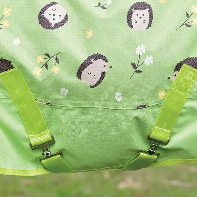 Saxon 600D Pony Standard Neck Lite Turnout Sheet - Hedgehogs & Flowers Print - Closeout image number null