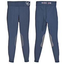 EquiStar Kids' Active Rider Performance Tight - Midnight Navy/Fruit Punch